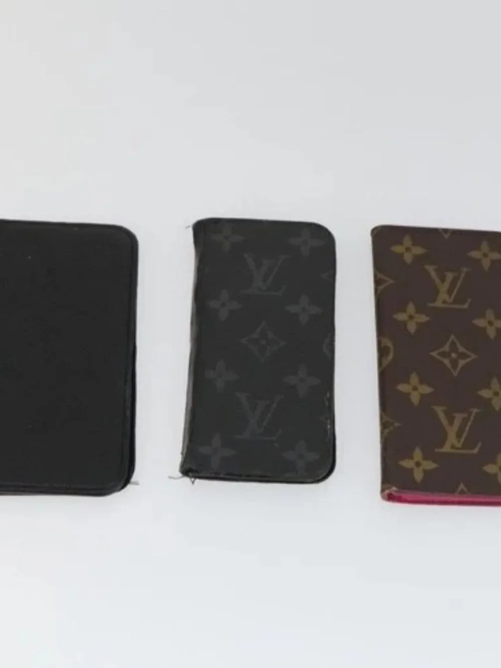 LOUIS VUITTON Monogram iPhone Case Leather 10 Set Beige LV Auth bs32346